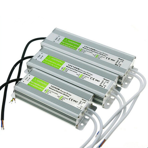 Fuente de alimentación transformador adaptador de energía tira de luz LED conductor AC100-240V a DC12V-24V 10W 20W 30W 60W 100W 120W 150W 200W 250W ► Foto 1/5