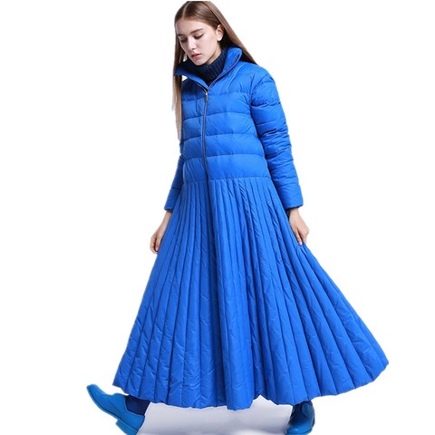 Chaqueta larga de Estilo Falda para mujer, abrigo de diseño especial, parkas azules de talla grande, ropa cálida informal para mujer wq92 ► Foto 1/6