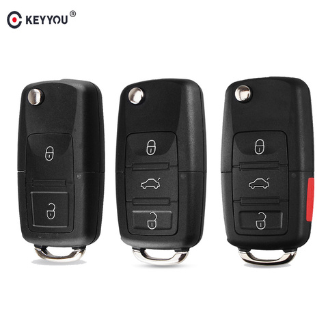 KEYYOU Flip carcasa de llave a distancia de coche caso Fob para VW polo passat b5 B6 Tiguan Golf 4 5 Asiento Skoda HU66 hoja ► Foto 1/5