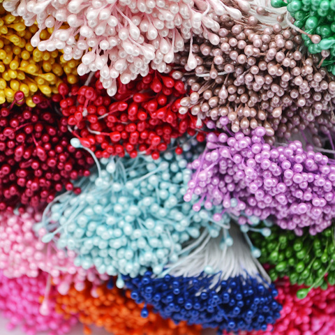 250 unids/lote 3mm flor Mini estambres hecho a mano artificiales doble cabezas Floral estambre flores DIY decoración de boda suministros ► Foto 1/6