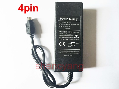 Adaptador de fuente de alimentación de 100V-240V, CA a CC, 12V/5V, 2A, para caja de cierre HDD, 4 pines, 2000mA, 4 pines ► Foto 1/4