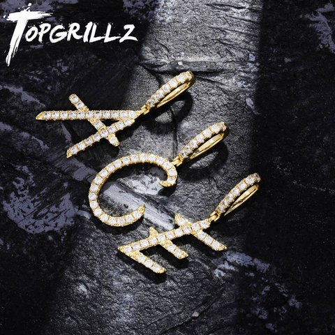 TOPGRILLZ-colgante de A-Z con letras pequeñas para hombre y mujer, abalorio de nombre, colgante de circón cúbico, joyería de Hip Hop ► Foto 1/6