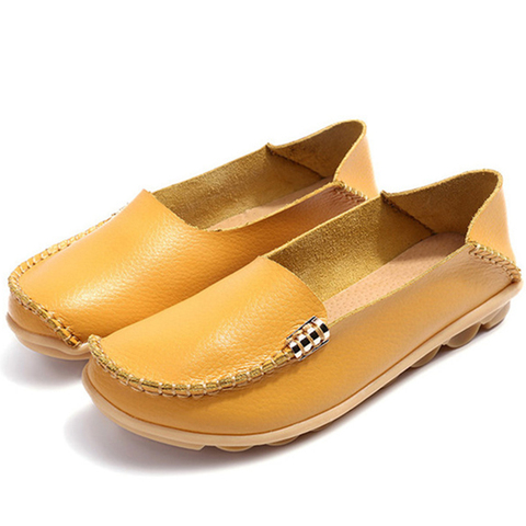 Zapatos planos de mujer Slip On Shoes para mujer mocasines de cuero genuino zapatos planos de mujer mocasines de Mujer talla grande 44 Sapato feminino ► Foto 1/6