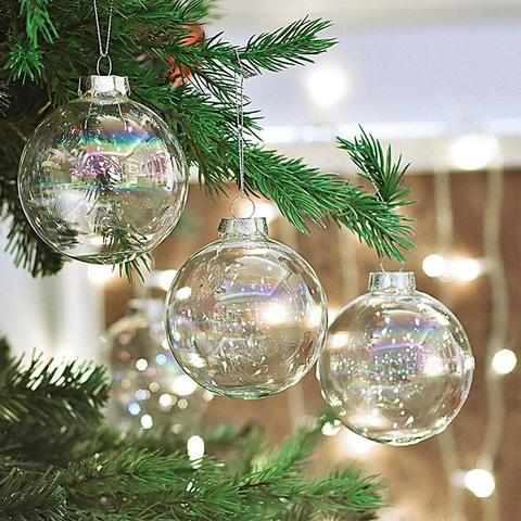 Bola colgante de vidrio adornos para colgar de árbol de Navidad bolas iridiscentes esféricas decoración colgante de Navidad ► Foto 1/6