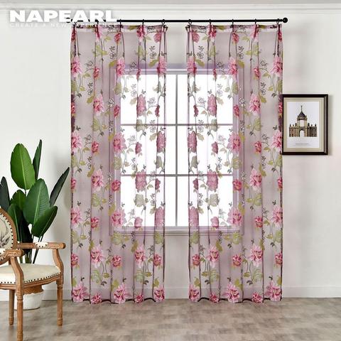 NAPEARL-cortina clásica de flores para ventana, productos terminados personalizados, cortina de tul púrpura, 1 Panel ► Foto 1/6