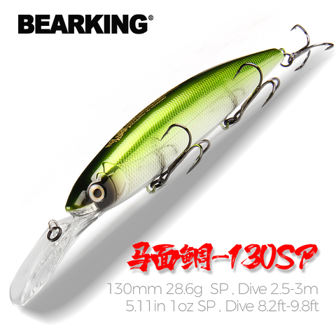 Bearking-Señuelos de pesca de calidad profesional, de 130mm y 28,6g, cebo duro para buceo de 2,5-3m, wobbler, cebo artificial para pececillos, aparejos ► Foto 1/6