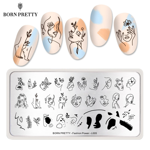 BORN PRETTY-placas de estampación para uñas, plantilla de acero para uñas con estampado geométrico, Power-L005 de moda ► Foto 1/6