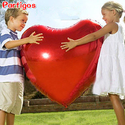 Globos con forma de corazón rojo de 75cm para fiesta de San Valentín, decoraciones de amor para boda, suministros de matrimonio, globos de aluminio ► Foto 1/6