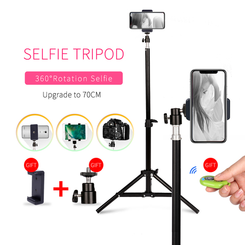 Trípode portátil con cabeza de tornillo 1/4 para estudio de fotografía, soporte remoto con clip para luz y teléfono, cabezal de bola, con Bluetooth, para selfie ► Foto 1/6