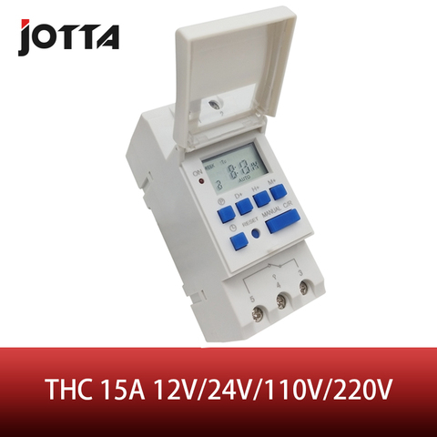 Temporizador Digital programable semanal, THC, 15A, 12V, 24V, 110V, 220V, LCD ► Foto 1/6