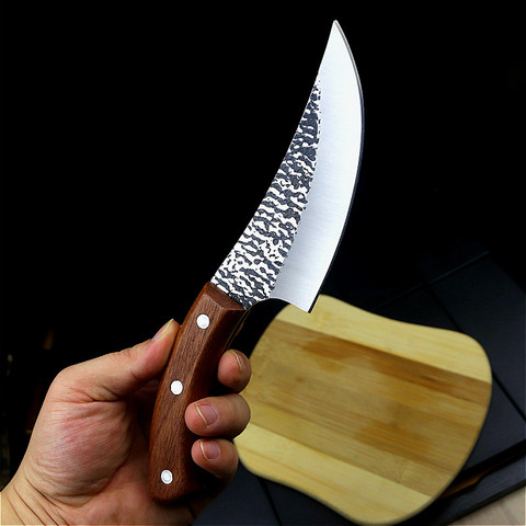 Cuchillo de cocina Sharp tang, cuchillo de cocina de acero compuesto de alto carbono forjado a mano, cuchillo de carnicero, cuchillo de carnicero, cuchillo de deshuesado + aceite de cuchillo ► Foto 1/6