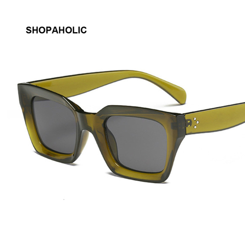 Gafas de sol cuadradas de marca de lujo para mujer, anteojos de sol de estilo Vintage, de gran tamaño, con marco grande, color negro, con Uv400 ► Foto 1/6
