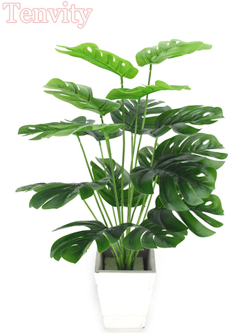 Plantas artificiales de Palma verde, hojas de Monstera para el hogar, jardín, sala de estar, dormitorio, balcón, decoración Tropical de plástico, planta falsa larga ► Foto 1/6