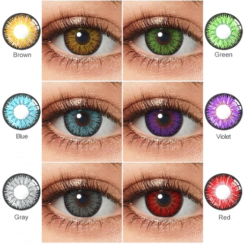 Color Cosplay contactos 1 par de lentes de contacto rojo marrón azul gris Rosa lentes para los ojos belleza Pupilentes contactos de Color de la lente ► Foto 1/6
