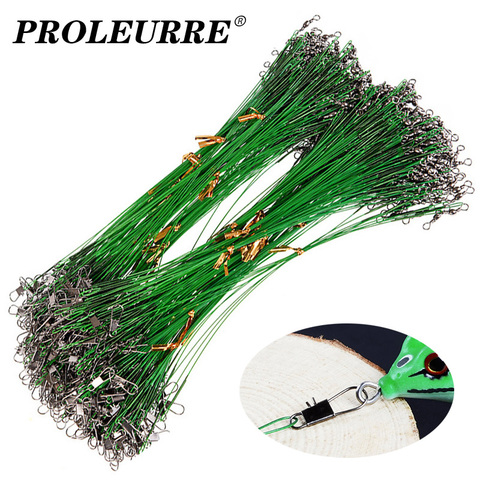 20 unids/lote líder de alambre de acero con accesorio de pesca giratorio colores verdes Olta Leadcore Correa 15CM 20CM 30CM línea de pesca ► Foto 1/6