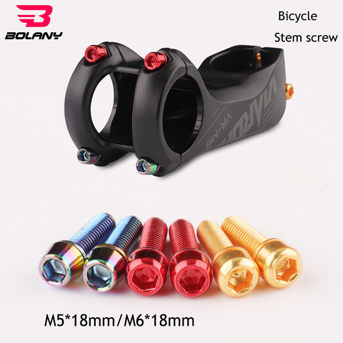 Bolany-tornillos de acero inoxidable para manillar de bicicleta, M5 de tornillos para bici de montaña, 18mm / M6 x 18mm, arco iris plateado, vástago para bicicleta de carretera, 6 uds. ► Foto 1/6