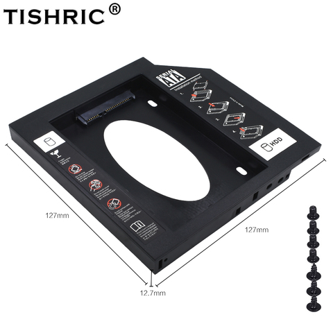 Tishric-adaptador Universal de plástico para ordenador portátil, carcasa de disco duro de 2,5 pulgadas, 2 ° Hdd, Caddy, 12,7mm, SATA 3,0, Optibay, CD-ROM, DVD-ROM ► Foto 1/6