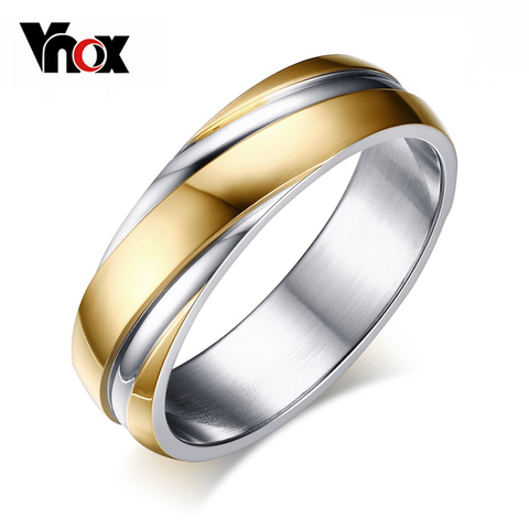 Vnox-anillos de boda para hombre, joyería de acero inoxidable 316l, 6mm de ancho, negro/oro rosa/color dorado ► Foto 1/6