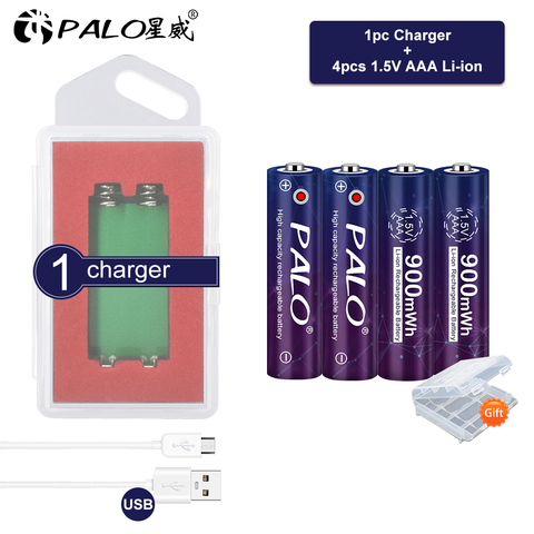 PALO 100%-pilas recargables de iones de litio AAA, 900mWh, 1,5 v, cargador usb de iones de litio de 1,5 V ► Foto 1/6