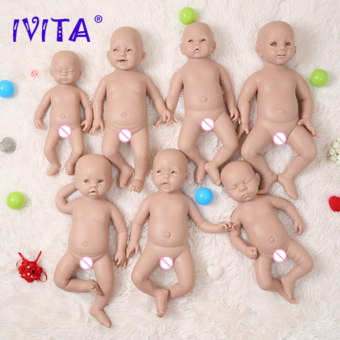 IVITA-Muñeca Reborn de silicona para bebé, juguete de 3 colores, con ojos, sin pintar ► Foto 1/6