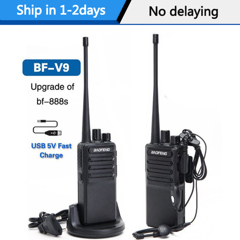 2 uds $TERM impacto Baofeng BF-V9 Mini Walkie Talkie USB de carga rápida 5W UHF 400-470MHz jamón CB Radio portátil de uv-5r Woki Toki BF-888S bf888s ► Foto 1/6