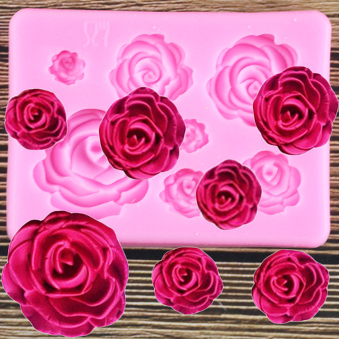 Moldes de flor de Rosa de silicona para dulces, molde de arcilla polimérica para fiesta de Chocolate, hornear, bodas, magdalenas, utensilios para decoración de tortas con Fondant ► Foto 1/6