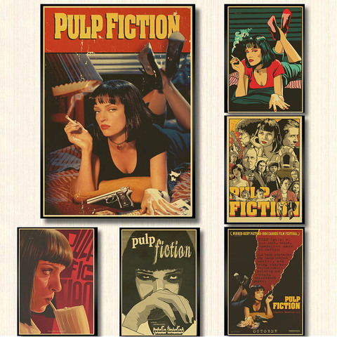 Pósteres de Pulp Fiction para decoración de casa, póster Retro de papel, Adhesivo de pared de casa, Quentin Tarantino ► Foto 1/5