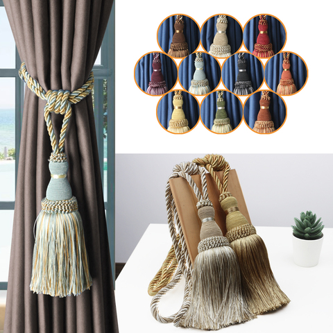 1 Uds Borla De Poliéster Tieback de la cortina hecha a mano bola borlas de flecos cortinas titular hebilla cuerda Decoración Accesorios de habitación ► Foto 1/6