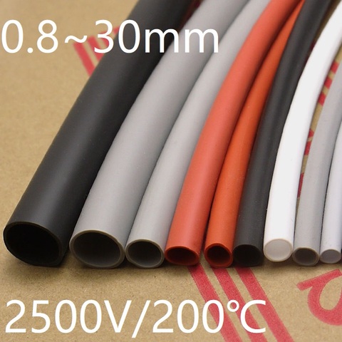 Tubo termorretráctil de silicona, funda de Cable Flexible de 0,8 ~ 30mm de diámetro, aislamiento de 2500V, Protector de Cable de envoltura de bricolaje suave de alta temperatura ► Foto 1/1