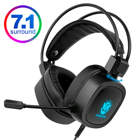 Auriculares estéreo con sonido envolvente para videojuegos, cascos con Control de voz, auriculares alámbricos con USB y micrófono, luz de respiración para PC, Xbox, PS4, 7,1 ► Foto 1/6