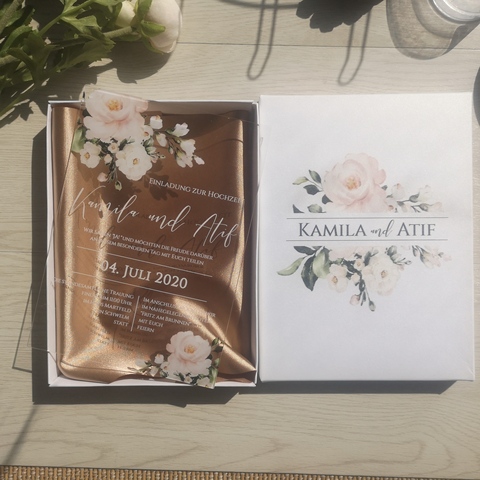 Tarjeta acrílica transparente con caja impresa, Tarjeta De Invitación De Boda acrílica personalizada con mancha de tela, 10 Uds. ► Foto 1/6