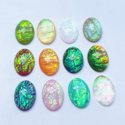 10 unids/lote 13x18mm 12 colores Oval piedra de resina cabujón Cameo perlas para joyería colgante DIY accesorio de hacer ► Foto 1/6