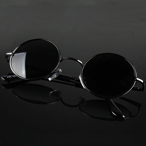 Gafas de sol polarizadas redondas clásicas Retro Para hombre y mujer, anteojos de sol de marca de diseñador, montura de Metal, color negro, para conducir ► Foto 1/6