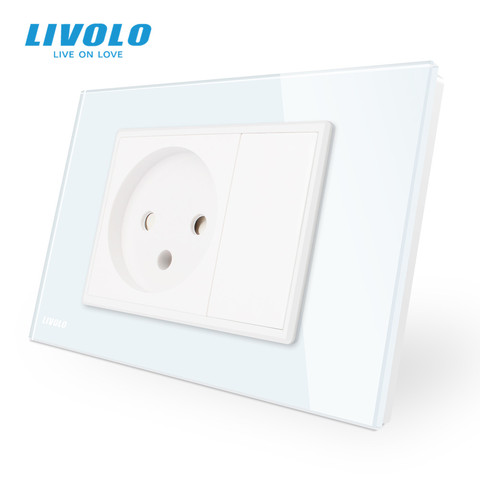 Livolo-Sensor de toma de corriente de 16A con Panel de cristal, toma de corriente de pared con Panel de cristal Blanco/Negro, CA 110-250V, VL-C9C1IL-11/12 ► Foto 1/2