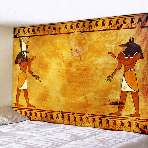 Tapiz amarillo antiguo egipcio para colgar en la pared, tapiz Hippie estampado de cultura antigua, tela de pared, decoración del hogar, cinta retro ► Foto 1/6