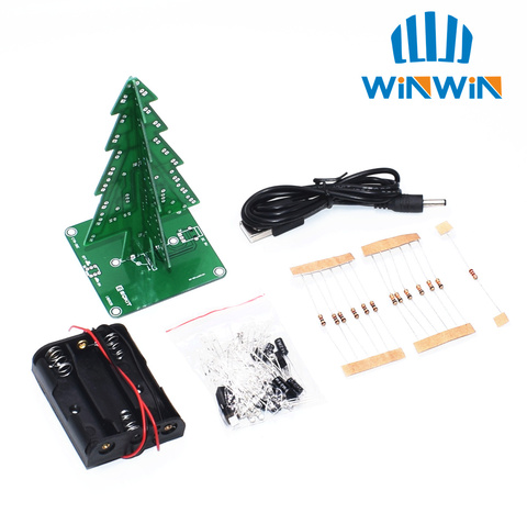 Kit de circuito Flash LED tridimensional 3D, árbol de Navidad, Kit con luz LED DIY, rojo/verde/amarillo, RGB, juego de diversión electrónica ► Foto 1/4