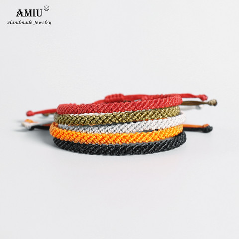 AMIU-pulsera de cuerda de la suerte hecha a mano con hilo de cera impermeable, brazaletes para hombre y mujer, pulsera de macramé de hilo de cera ► Foto 1/6