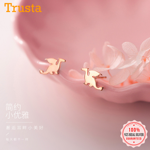 Trusta 100% pendiente de Plata de Ley 925 joyería de las mujeres de moda pequeña mosca dragón 925 Stud pendientes para niñas niños dama DA285 ► Foto 1/6