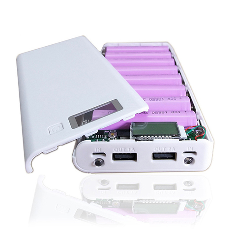 8*18650 soporte de batería caja de batería Dual banco de energía USB cargador de teléfono móvil carcasa DIY estuche de almacenamiento de carga para Xiaomi ► Foto 1/6
