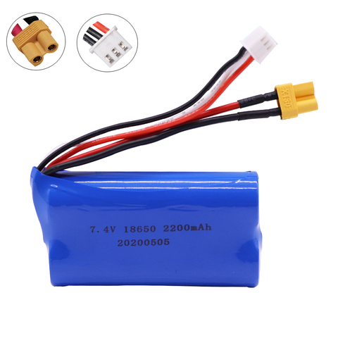 Batería Lipo XT30 de 7,4 V y 2200mAh, enchufe para HUINA 580, 1580, 1583, accesorio, batería de alta capacidad de 7,4 V para coche 1580-005, 580550, 583, 582 ► Foto 1/6