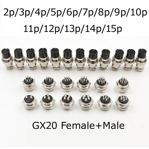 3 uds. De conectores eléctricos GX20 2/3/4/5/6/7/8 Pines, macho y hembra, conectores de conector de aviación de aire, enchufe de Cable ► Foto 1/6