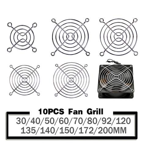 10 Uds. De ventiladores de refrigeración, rejilla de Metal, cubierta de ordenador, ventilador, parrilla de 30mm, 40mm, 50mm, 60mm, 70mm, 80mm, 90mm, 120mm, 135mm, 140mm, 170mm ► Foto 1/4