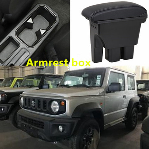 Caja de reposabrazos para Suzuki Jimny 2022, doble capa, almacenamiento con usb, confort, consola central de cuero negro, soporte para vaso, estilismo para coche ► Foto 1/6