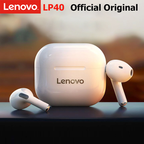 Lenovo-auriculares inalámbricos LP40 TWS, cascos con Bluetooth 5,0, estéreo Dual, reducción de ruido, bajos, Control táctil con micrófono ► Foto 1/6