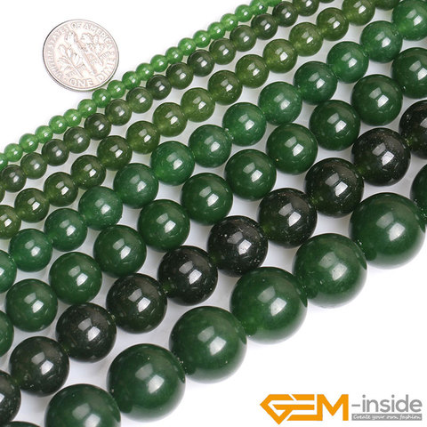 Cuentas redondas de Jades de Taiwán, piedra Natural verde para fabricación de joyas, hilo de 15 pulgadas, pulsera, collar, joyería, cuentas sueltas de 6mm y 8mm ► Foto 1/6