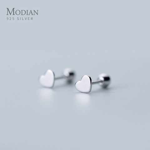 Modian-pendientes de plata de primera ley con forma de corazón para mujer, aretes pequeños, plata esterlina 925, estrellas bonitas, Simple, exquisita, brillante, buenos de lujo ► Foto 1/6