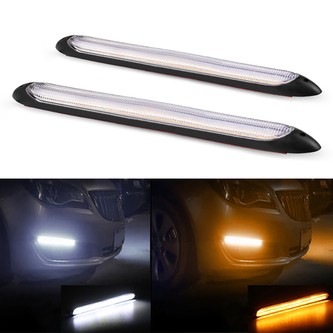 Luces De Circulación Diurna Led DRL para coche, faro Universal resistente al agua, 12V CC, intermitente secuencial, luz amarilla de día, 2 uds. ► Foto 1/6