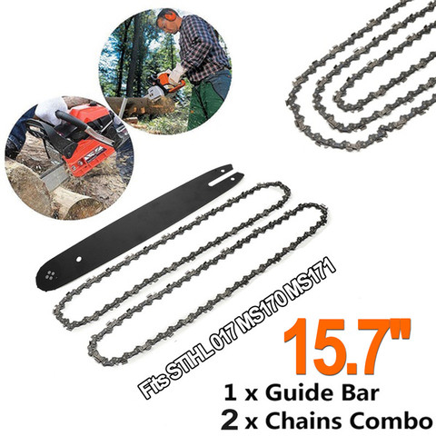 15,7 pulgadas barra guía con 2 uds 3/8 46DL cadenas para Stihl 009 010 011 012 017 MS170 MS171 MS180 motosierra Accesorios ► Foto 1/6