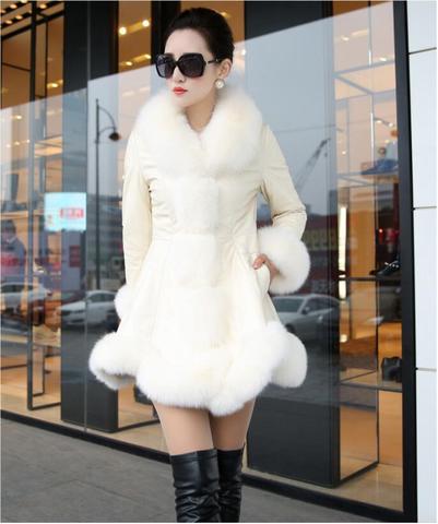 Abrigo de piel sintética elegante para mujer, chaqueta de piel de zorro con cuello de piel, abrigo de algodón de manga larga, abrigo cálido ajustado para invierno ► Foto 1/6