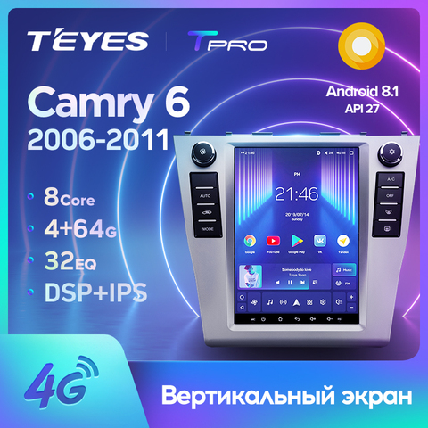 TEYES TPRO para Toyota Camry 6 XV 40 50 2006 - 2011 para estilo Tesla Radio del coche de la pantalla de Video Multimedia reproductor GPS de navegación Android No 2din 2 din dvd ► Foto 1/6